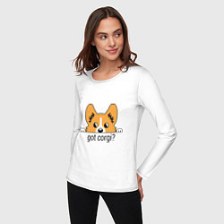 Лонгслив хлопковый женский Got Corgi, цвет: белый — фото 2