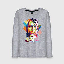 Лонгслив хлопковый женский Kurt Cobain: Colors, цвет: меланж
