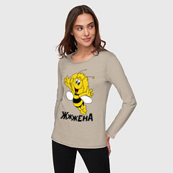 Лонгслив хлопковый женский Жена, цвет: миндальный — фото 2