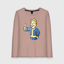 Лонгслив хлопковый женский Fallout vault boy, цвет: пыльно-розовый