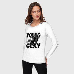 Лонгслив хлопковый женский Young & Sexy, цвет: белый — фото 2