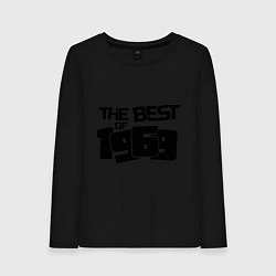 Лонгслив хлопковый женский The best of 1969, цвет: черный