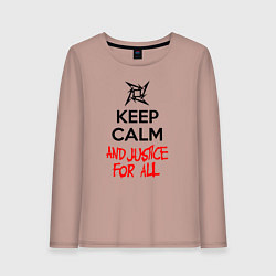 Лонгслив хлопковый женский Keep Calm & Justice For All, цвет: пыльно-розовый