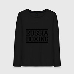 Лонгслив хлопковый женский Russia boxing, цвет: черный