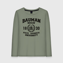 Лонгслив хлопковый женский BAUMAN University, цвет: авокадо