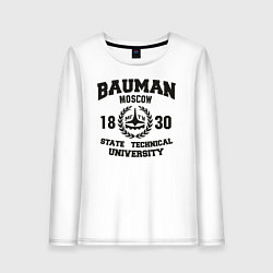 Лонгслив хлопковый женский BAUMAN University, цвет: белый