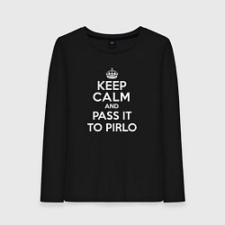 Лонгслив хлопковый женский Keep Calm & Pass It To Pirlo, цвет: черный
