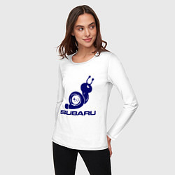 Лонгслив хлопковый женский Subaru, цвет: белый — фото 2