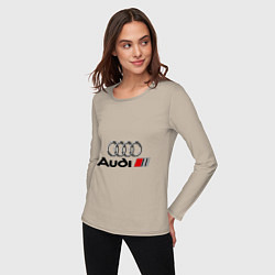 Лонгслив хлопковый женский Audi, цвет: миндальный — фото 2
