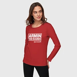 Лонгслив хлопковый женский Armin van Buuren, цвет: красный — фото 2