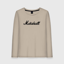 Лонгслив хлопковый женский Marshall logo, цвет: миндальный