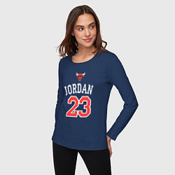 Лонгслив хлопковый женский Jordan 23, цвет: тёмно-синий — фото 2