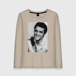 Лонгслив хлопковый женский Улыбка Элвиса, цвет: миндальный