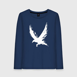 Лонгслив хлопковый женский Белый ворон, цвет: тёмно-синий