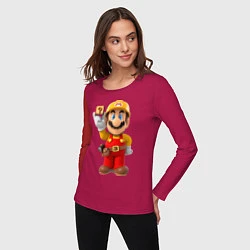Лонгслив хлопковый женский Super Mario, цвет: маджента — фото 2