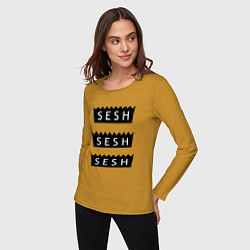 Лонгслив хлопковый женский S.E.S.H, цвет: горчичный — фото 2