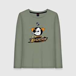 Лонгслив хлопковый женский NHL: Anaheim Ducks, цвет: авокадо