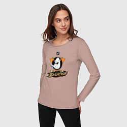 Лонгслив хлопковый женский NHL: Anaheim Ducks, цвет: пыльно-розовый — фото 2