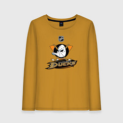 Лонгслив хлопковый женский NHL: Anaheim Ducks, цвет: горчичный