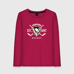 Лонгслив хлопковый женский Pittsburgh Penguins: Est.1967, цвет: маджента