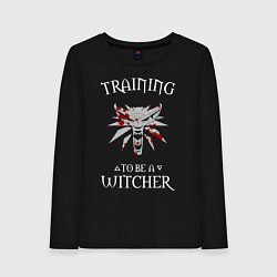 Лонгслив хлопковый женский Training to be a Witcher, цвет: черный