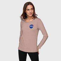 Лонгслив хлопковый женский NASA, цвет: пыльно-розовый — фото 2