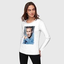 Лонгслив хлопковый женский David Beckham: Portrait, цвет: белый — фото 2