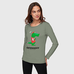 Лонгслив хлопковый женский Gennadiy Импортозамещение, цвет: авокадо — фото 2