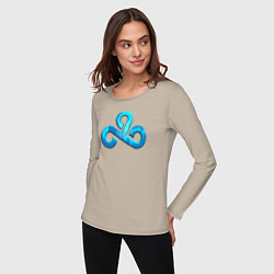 Лонгслив хлопковый женский Cloud9 Foil Металлический эффект, цвет: миндальный — фото 2