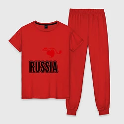 Пижама хлопковая женская Russia Leaf, цвет: красный
