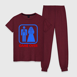 Пижама хлопковая женская Game over, цвет: меланж-бордовый