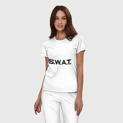 Пижама хлопковая женская S.W.A.T, цвет: белый — фото 2