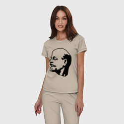 Пижама хлопковая женская Ленин: скульптура, цвет: миндальный — фото 2