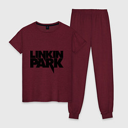 Пижама хлопковая женская Linkin Park, цвет: меланж-бордовый