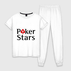 Пижама хлопковая женская Poker Stars, цвет: белый