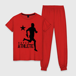Пижама хлопковая женская Лёгкая атлетика цвета красный — фото 1