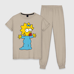 Пижама хлопковая женская Maggie Simpson, цвет: миндальный