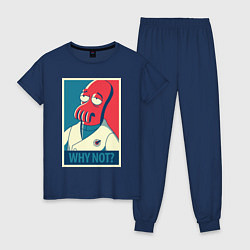 Пижама хлопковая женская Zoidberg: Why not?, цвет: тёмно-синий