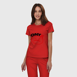 Пижама хлопковая женская Onyx, цвет: красный — фото 2