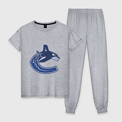 Пижама хлопковая женская Vancouver Canucks, цвет: меланж