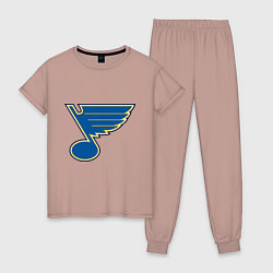 Пижама хлопковая женская St Louis Blues, цвет: пыльно-розовый