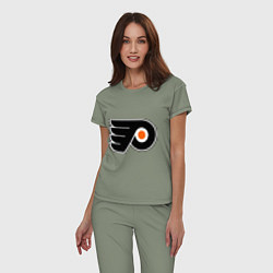 Пижама хлопковая женская Philadelphia Flyers, цвет: авокадо — фото 2
