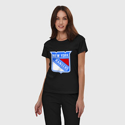 Пижама хлопковая женская New York Rangers, цвет: черный — фото 2
