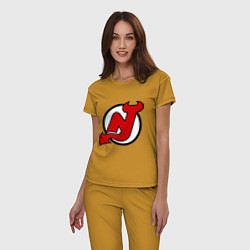 Пижама хлопковая женская New Jersey Devils, цвет: горчичный — фото 2