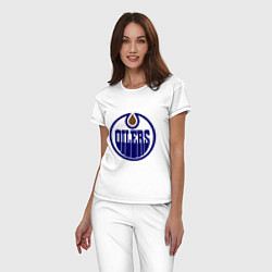 Пижама хлопковая женская Edmonton Oilers, цвет: белый — фото 2