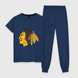 Пижама хлопковая женская Chicago Blackhawks, цвет: тёмно-синий