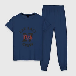 Пижама хлопковая женская Far East 27 Crew, цвет: тёмно-синий