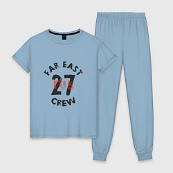 Пижама хлопковая женская Far East 27 Crew, цвет: мягкое небо