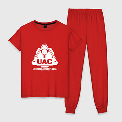Пижама хлопковая женская UAC, цвет: красный