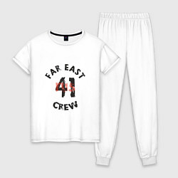 Пижама хлопковая женская Far East 41 Crew, цвет: белый